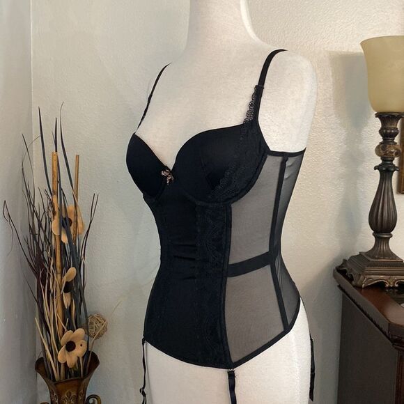 Victoria’s Secret 2011 Black Garter Corset Slip Size 36B - Picture 2 of 12